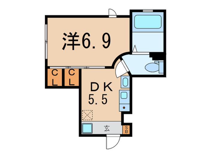 コルティーレ中延(1DK/1階)の間取り写真