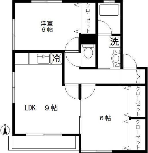サクシード上野毛(2LDK/2階)の間取り写真