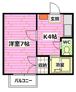 エスポアールM(1DK/1階)の間取り写真