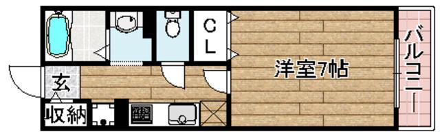 ハイツ東大手(1K/1階)の間取り写真