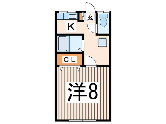 ニューハイツ仲石(1K/1階)の間取り写真