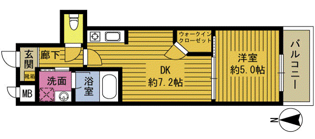 S-FORT大分長浜町(1DK/4階)の間取り写真