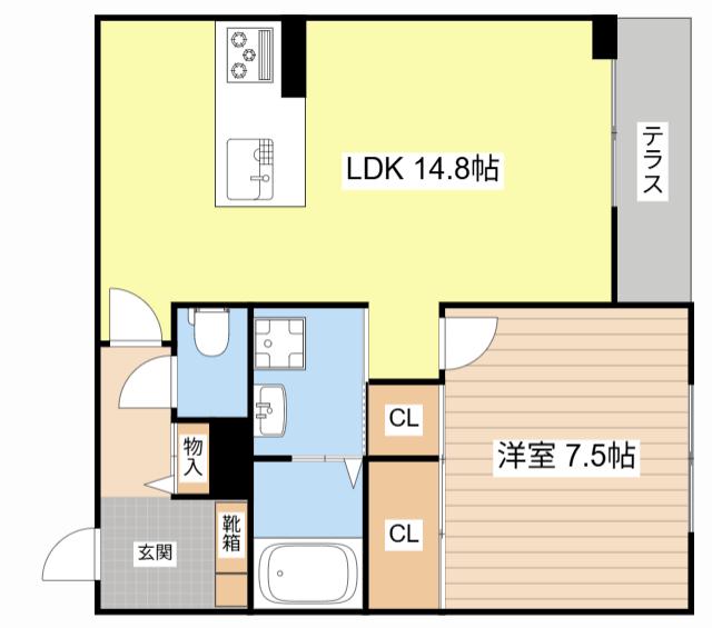 エクセルVI(1LDK/1階)の間取り写真