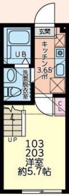 ブリックコート八王子(1K/1階)の間取り写真