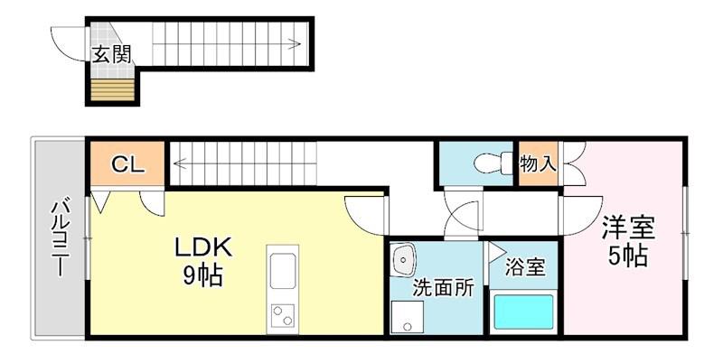 フォレスト矢倉(1LDK/2階)の間取り写真