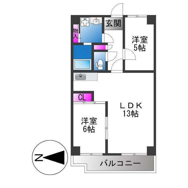 コープ野村深江橋(2LDK/3階)の間取り写真