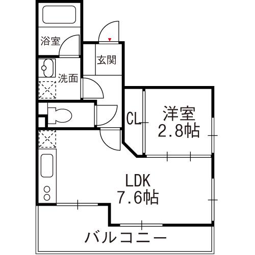 レジデンシャルヒルズ リバープレイス(1LDK/5階)の間取り写真