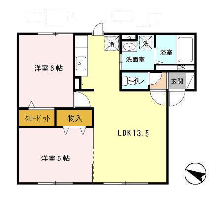 アトールハイムII(2LDK/2階)の間取り写真