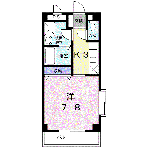 グランブルー21(1K/1階)の間取り写真
