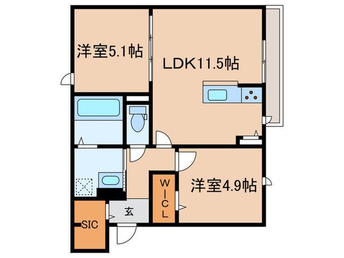 ユアメゾン 富松(2LDK/1階)の間取り写真
