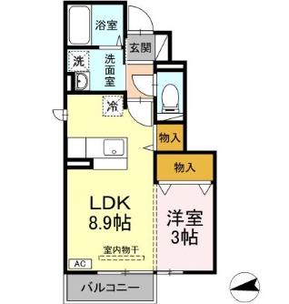 いわて銀河鉄道線 厨川駅 徒歩17分 2階建 築18年(1LDK/1階)の間取り写真