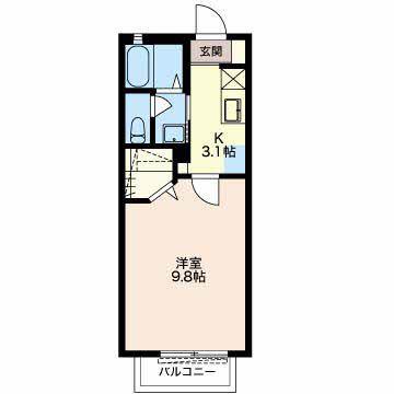 ジュネス幸・II(1K/2階)の間取り写真
