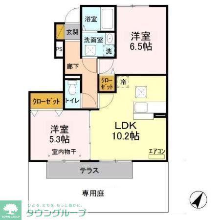 パークス中野台(2LDK/1階)の間取り写真
