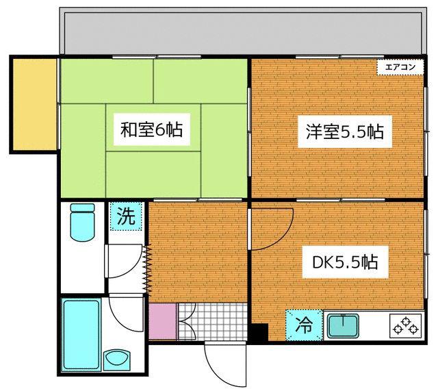 K2-FLAT(2DK/1階)の間取り写真