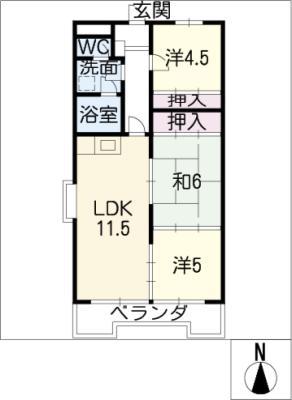 兼松マンション 5番館(3LDK/1階)の間取り写真