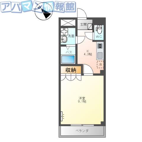 グランシャリオ(1K/2階)の間取り写真