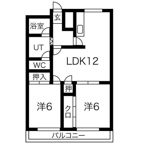 アマビーレ新木曽川(2LDK/6階)の間取り写真
