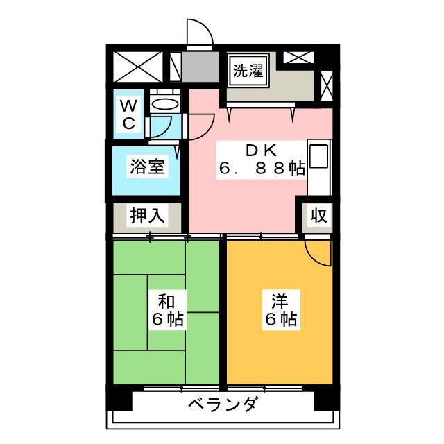 サンハイム(2DK/4階)の間取り写真