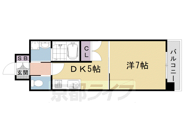 レジディア京都壬生(1DK/4階)の間取り写真