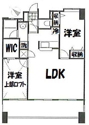 フラットリア春日(2LDK/10階)の間取り写真