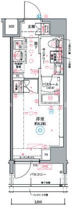 クレヴィスタ阪東橋III(1K/11階)の間取り写真