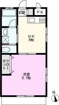 ペアーズ・ヒル第2(1DK/2階)の間取り写真