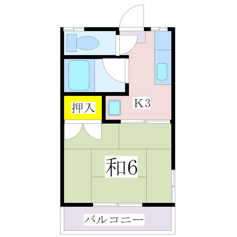 光コーポ(1K/2階)の間取り写真