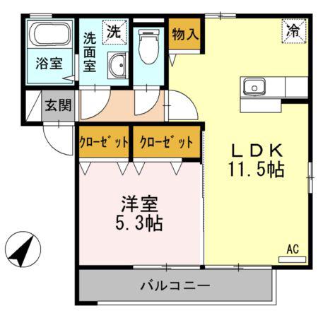 インシャラー(1LDK/2階)の間取り写真