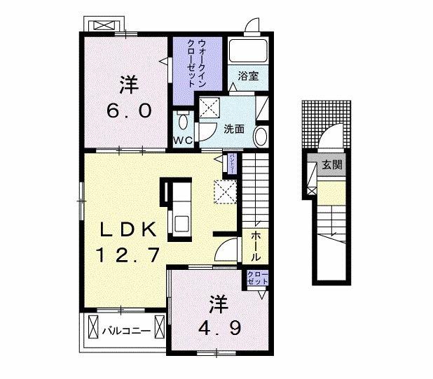 サニーガーデン(2LDK/2階)の間取り写真