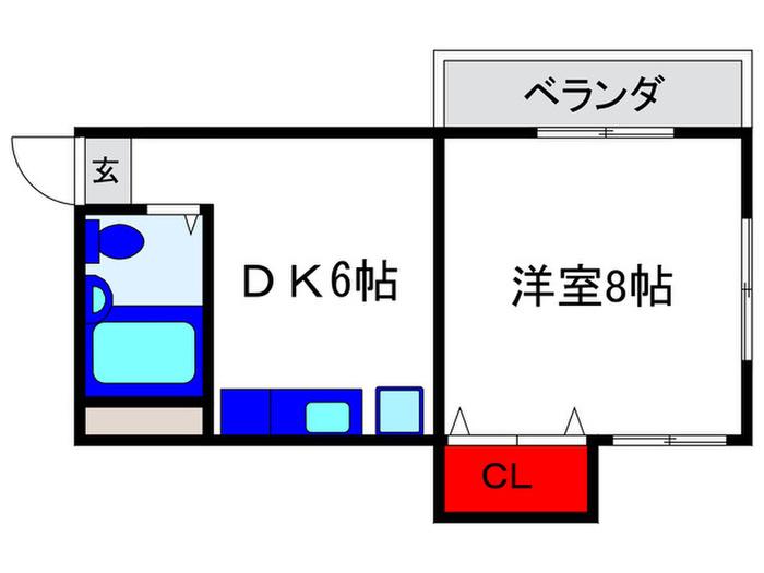 ベストレジデンス蛍池(1DK/3階)の間取り写真
