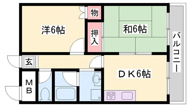 ハイツ木村(2DK/2階)の間取り写真
