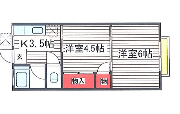 ルミリア千葉CITY(2K/1階)の間取り写真