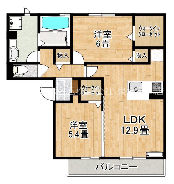 サニーヒルズ泉大津A(2LDK/2階)の間取り写真