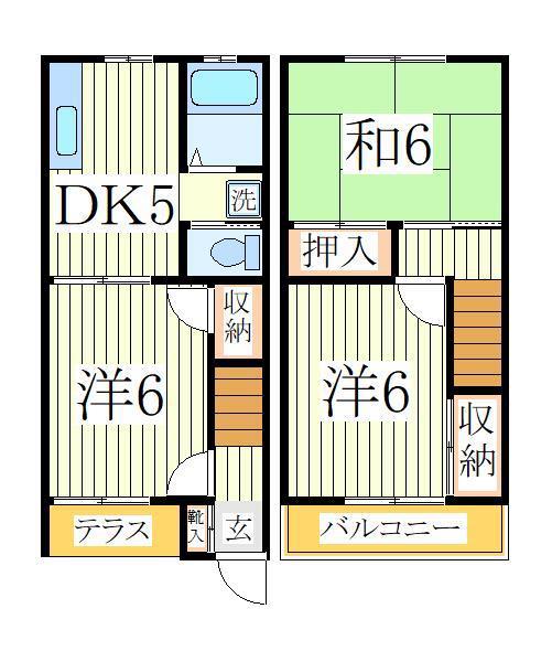 テラス今泉(3DK/1階)の間取り写真