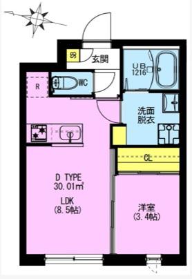 ADORE URBAN大森町A(1LDK/2階)の間取り写真