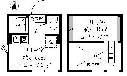 ティ・アーモフェザー(ワンルーム/1階)の間取り写真