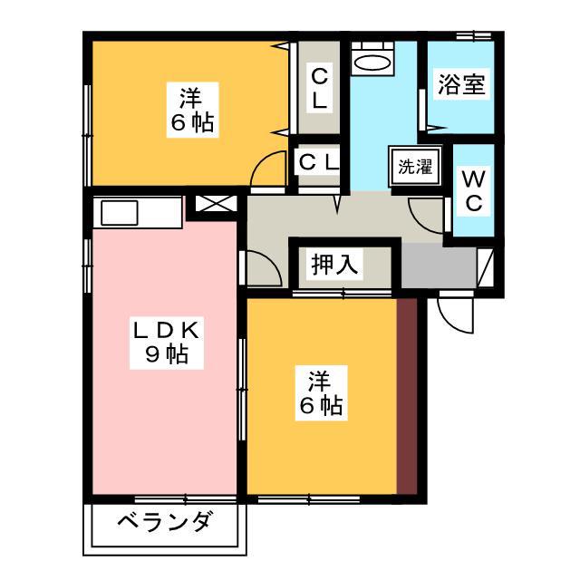 サウスロックトチマツ(2LDK/2階)の間取り写真