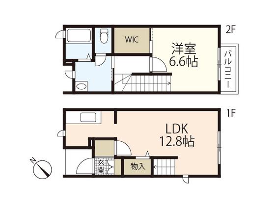 センテック新井口 B棟(1LDK/1階)の間取り写真