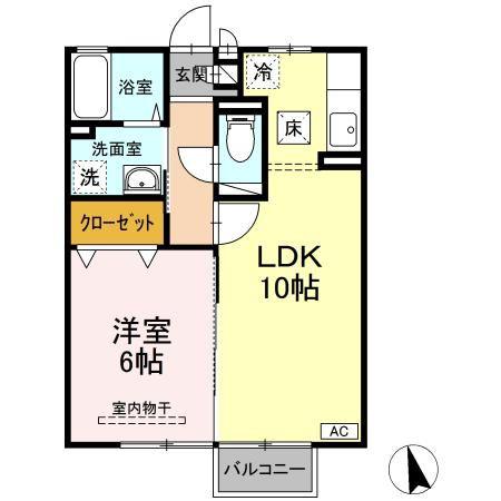 甲府南プレジオA棟(1LDK/1階)の間取り写真