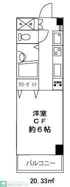 ドミール花小金井(1K/2階)の間取り写真
