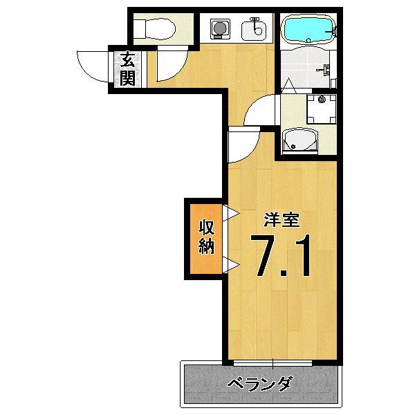 ペンドルトン高辻(1K/3階)の間取り写真