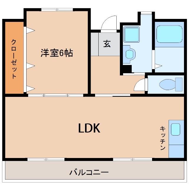 3UMK宮崎ビル(1LDK/6階)の間取り写真