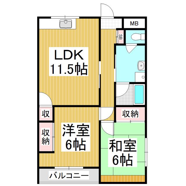 クレイドル長加(2LDK/3階)の間取り写真
