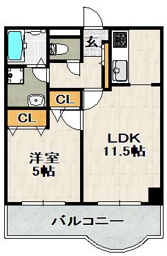 花のみち1番館(1LDK/4階)の間取り写真