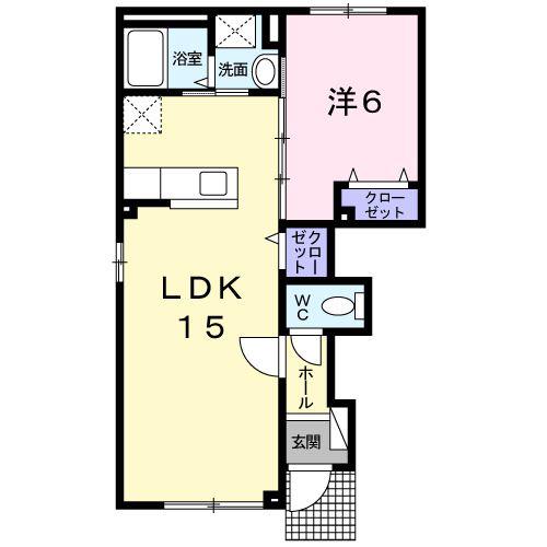 ヴェール(1LDK/1階)の間取り写真