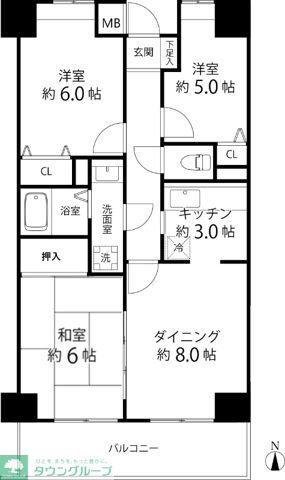 TS GARDEN東尾久(3LDK/8階)の間取り写真
