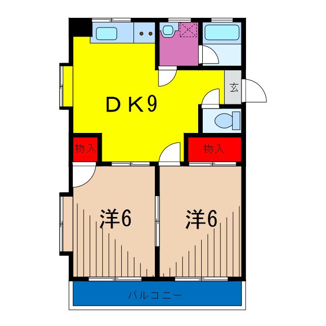 パークハイツ東綾瀬(2DK/3階)の間取り写真