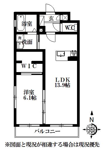 GRANDIR曳馬(1LDK/4階)の間取り写真