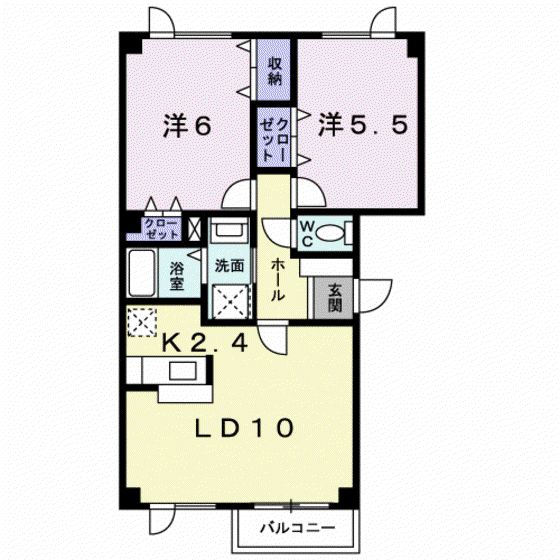 チェリーブロッサムJ(2LDK/2階)の間取り写真