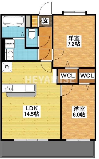 MODERN PALAZZO 文教(2LDK/2階)の間取り写真